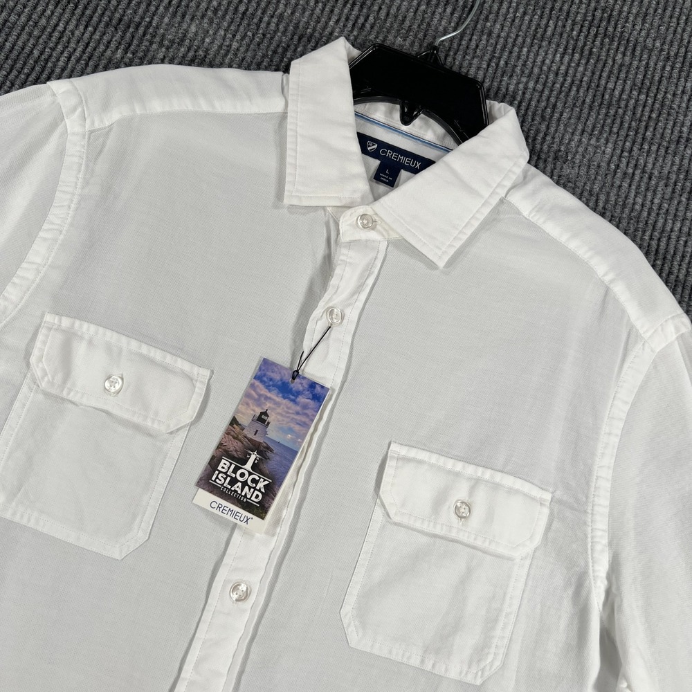 Cremieux Block Island Shirt Mens Large White Short Sleeve Button Up Wedding New